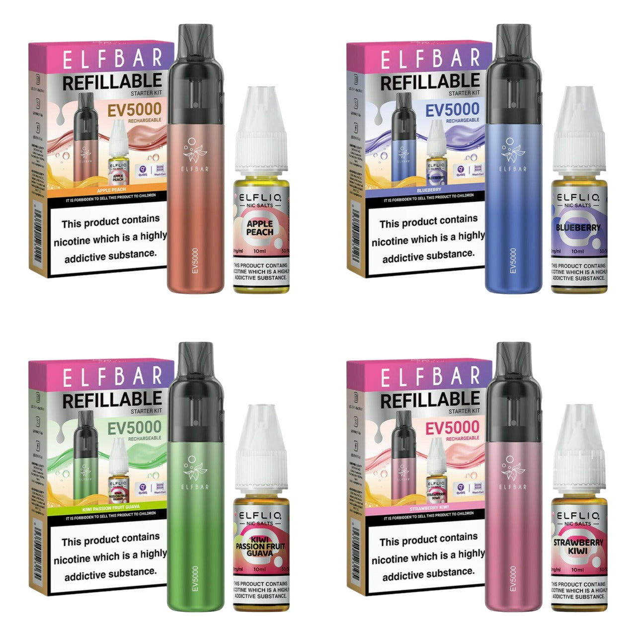 Elf Bar EV5000 Starter Kit & Elfliq Nic Salt Box of 5