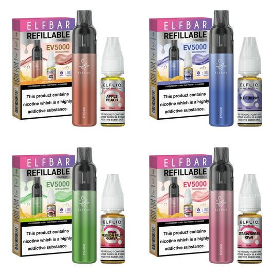 Elf Bar EV5000 Starter Kit & Elfliq Nic Salt Box of 5